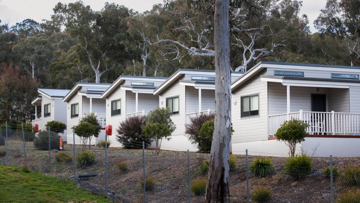 Cabins at an O'Connor facility that was used to quarantine COVID positive people last year. The ACT government expressed concerns about quarantine facilities in 2010. Picture: Sitthixay Ditthavong 