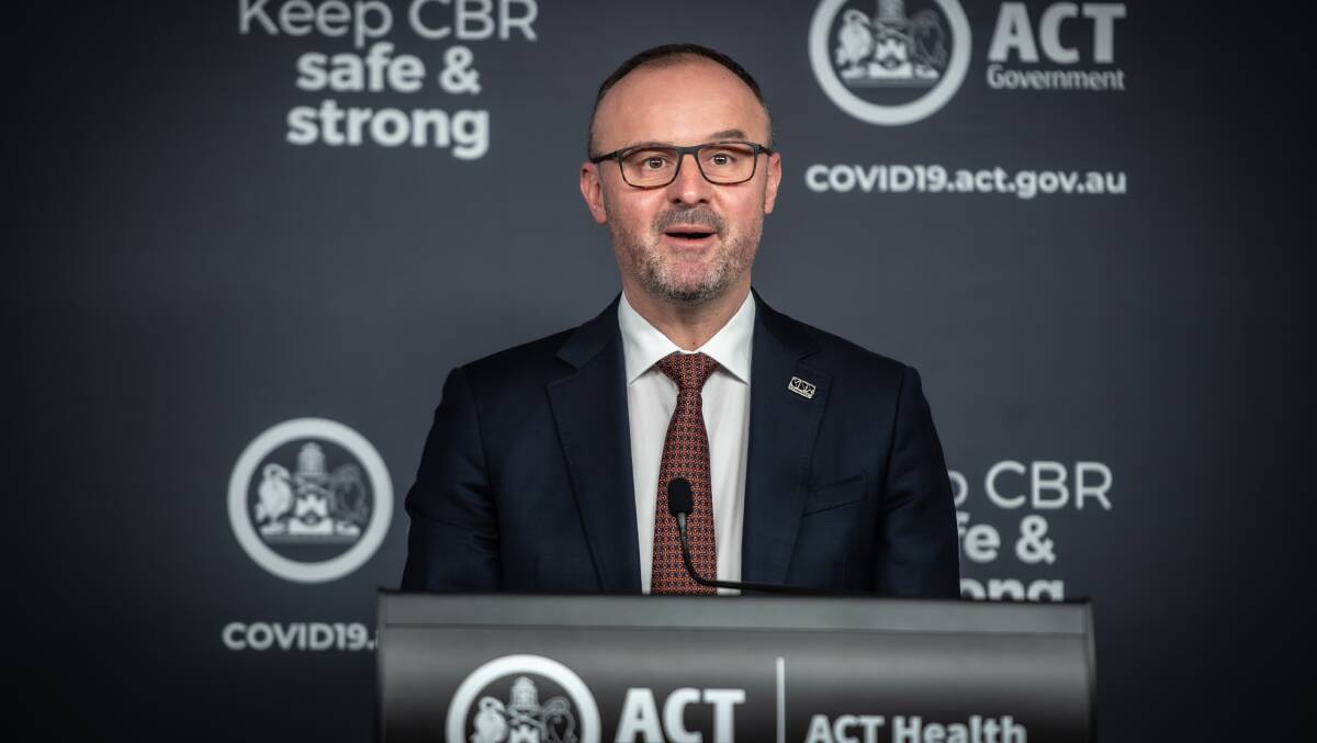 ACT Chief Minister Andrew Barr said it was critical to reduce transmission in the community, otherwise Canberra would be like Sydney. Picture: Karleen Minney 