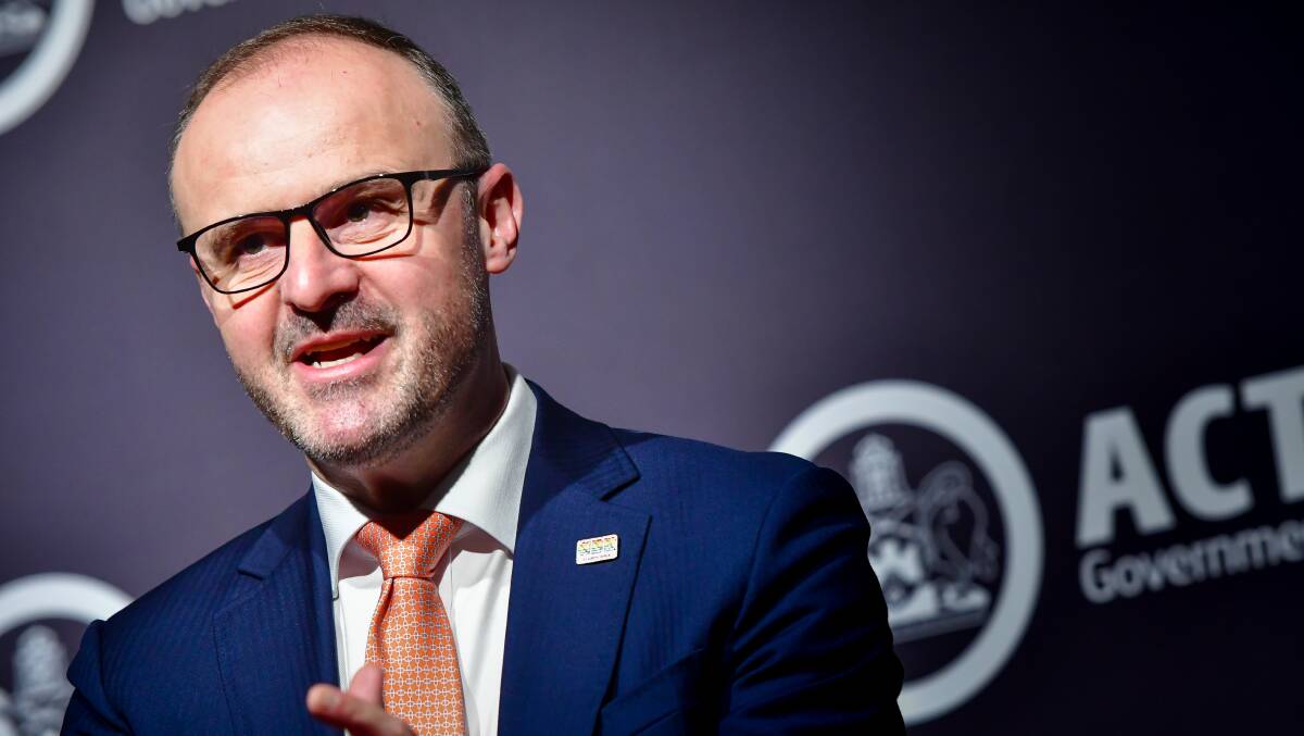 Chief Minister Andrew Barr gives a press conference on Tuesday before he handed down the 2022-23. Picture: Elesa Kurtz 