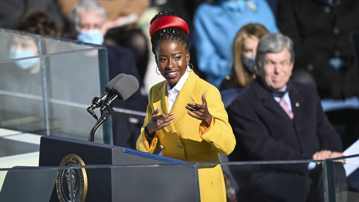 Amanda Gorman speaks before Joe Biden is sworn in as 46th President of the United States on January 20. Picture: Getty Images