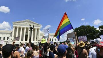 Thousands protest outside the Supreme Court in Washington after Roe v. Wade was overturned. Picture: AAP