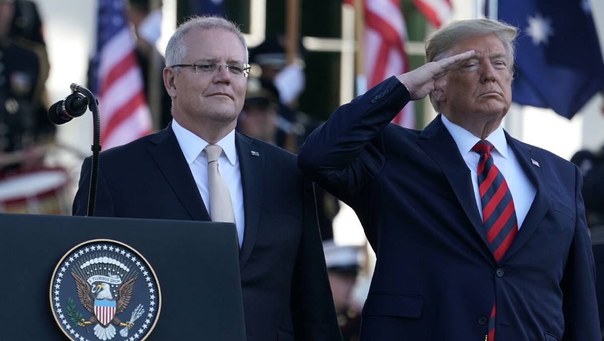 Scott Morrison and Donald Trump ... white America and white Australia remain members of a dwindling club. Picture: Getty Images