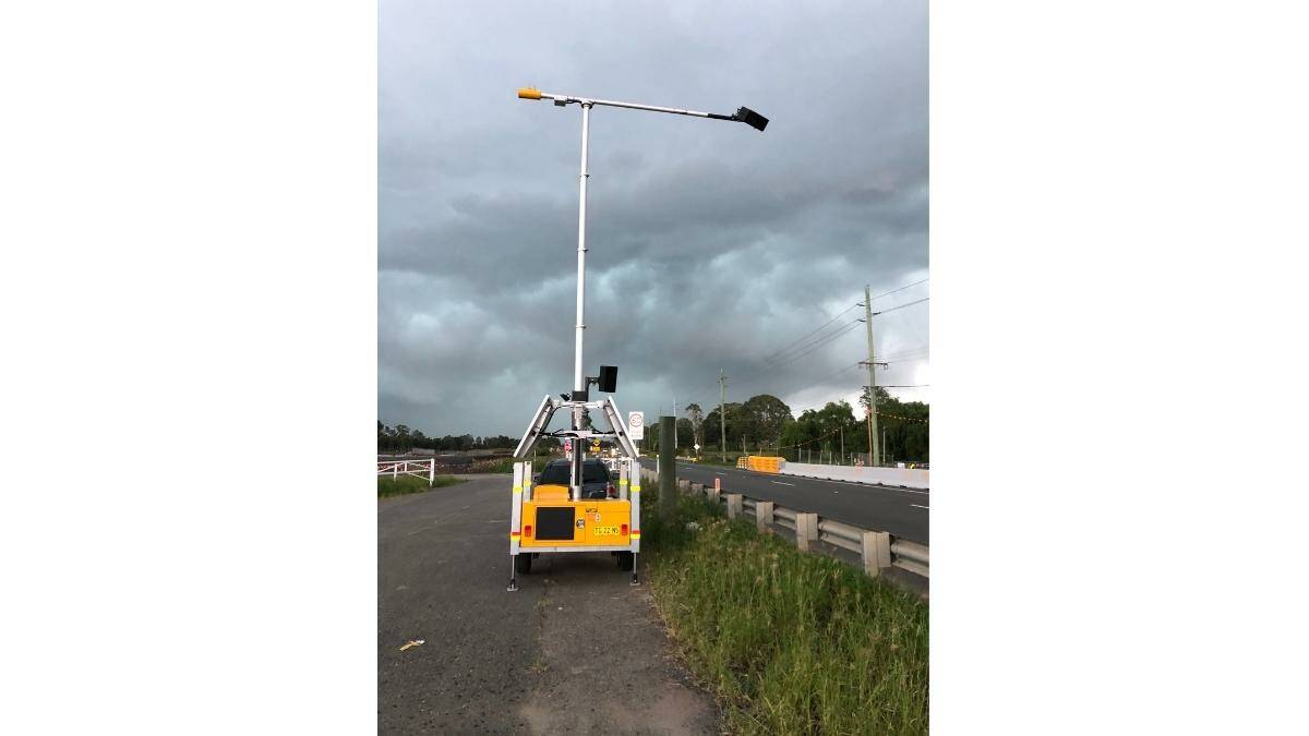 A mobile phone detection tower, similar to that which will be seen on trial on the Majura Parkway this week. Picture: Supplied