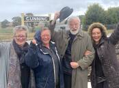 Iconic Australian artist and Gunning resident Max Cullen along with Cathy Hutton, Michelle Storey and Maxs wife, Margarita Georgiadis are over the moon at the restoration of Gunning Station. Picture: Tim the Yowie Man