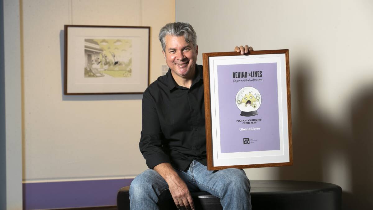 Winner of the political cartoonist of the year Glenn Le Lievre. Picture: Keegan Carroll.