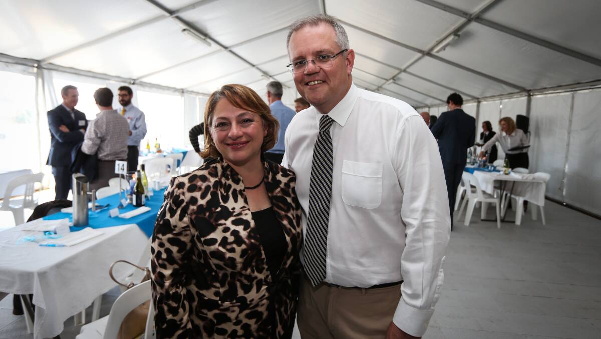 Sophie Mirabella and Scott Morrison in 2016. Mirabella was unseated in Indi after voters believed she had taken her position in Parliament for granted. Picture: Wiltshire/Bunn
