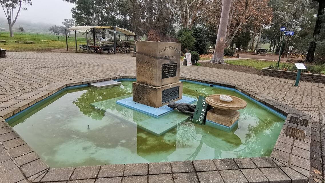 Gundagai's iconic Dog on the Tuckerbox has been vandalised. Picture: Supplied