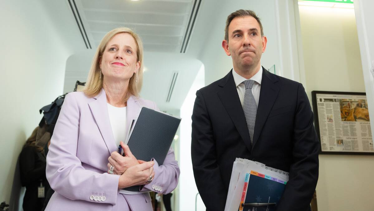 Finance Minister Katy Gallagher and Treasurer Jim Chalmers ahead of the federal budget. Picture by Sitthixay Ditthavong