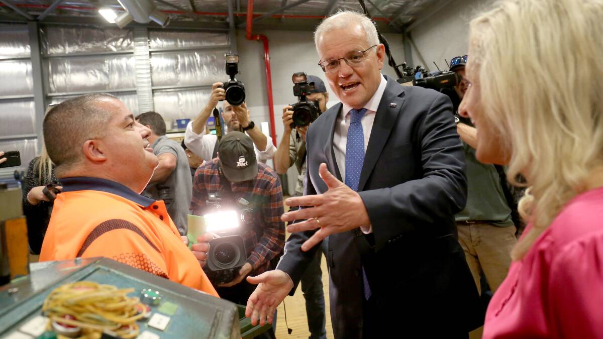 Scott Morrison campaigns in the electorate of Lindsay on Wednesday. Picture: James Croucher