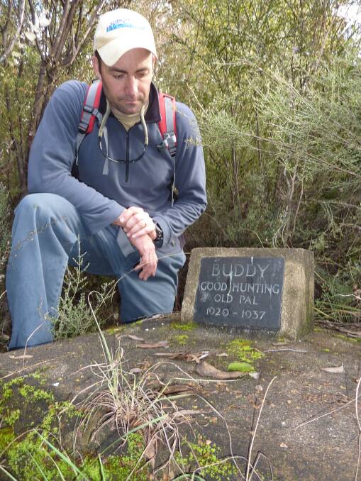 Canberra bushwalker, David Vincent at the site of Buddys grave near Brindabella. Picture: Tim the Yowie Man