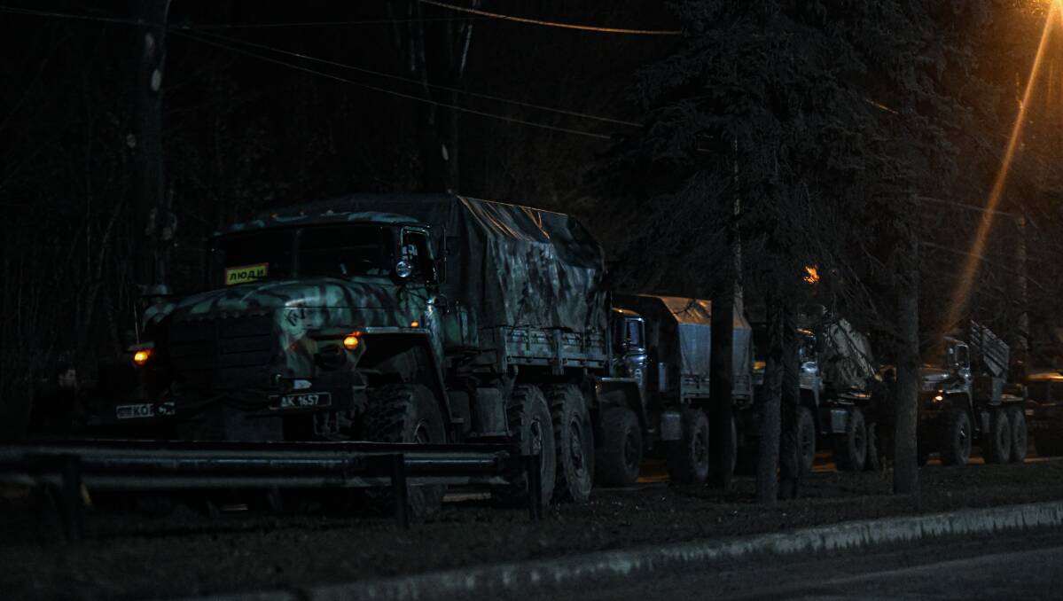 Russian military tanks and armored vehicles advance in Donetsk, Ukraine. Picture: Getty Images 