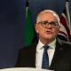 Scott Morrison fronts the media on Wednesday to explain the secret ministries scandal. Picture: AAP