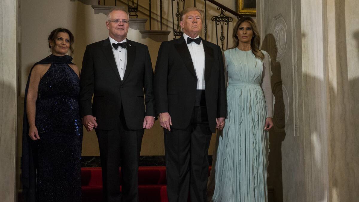 Australian Prime Minister Scott Morrison, wife Jennifer Morrison, President Donald Trump and First Lady Melania Trump at the White House last year. Picture: Getty Images 