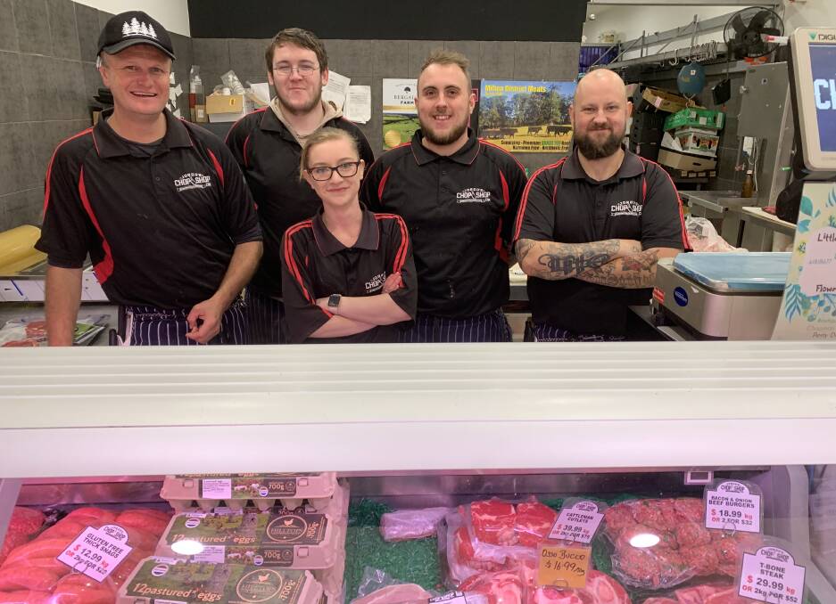 The Jordo's Chop Shop team (from left): Owner Aaron Fenning, Tony Roberts, Stacey Hellwig, Marley Riordan and Jackson Rowe. Picture: Bree Element