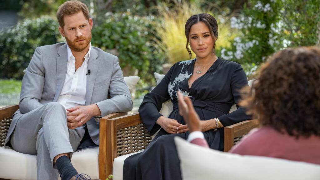 Oprah Winfrey interviews the Duke and Duchess of Sussex. Picture: Getty Images