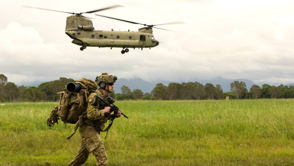 An Australian Army soldier begins a patrol during a training run in Queensland. Picture Defence