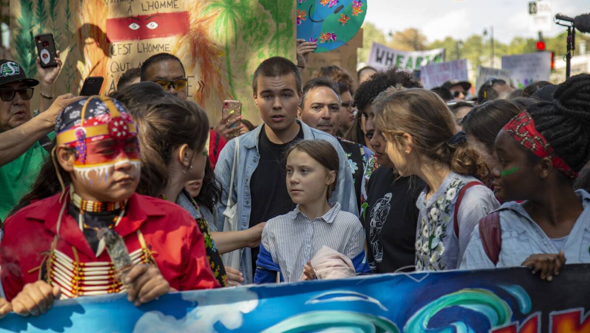 Greta Thunberg joins a climate strike protest in Montreal last month. Picture: Getty Images