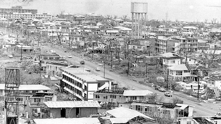 Darwin in 1974 after Cyclone Tracy destroyed much of the city. Picture: The Canberra Times