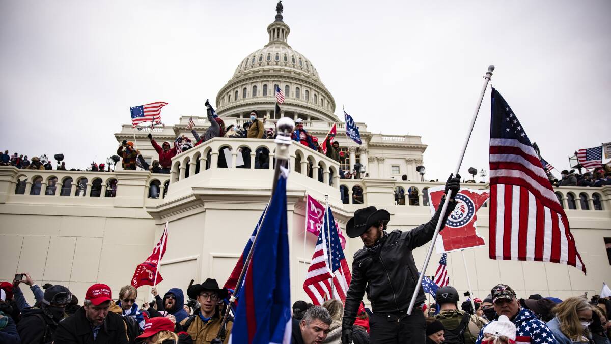 Land of the free and home of the brave? Pro-Trump supporters storm the U.S. Capitol on January 6, 2021. Picture: Getty Images
