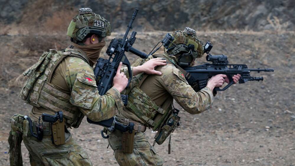 Australian army soldiers at the range in Afghanistan. Picture: Department of Defence