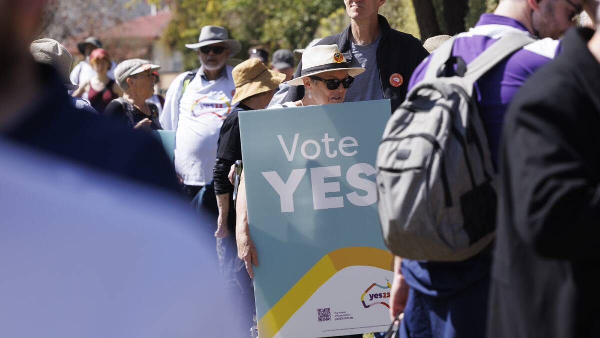 Yes supporters in Canberra earlier this month. Picture by Keegan Carroll