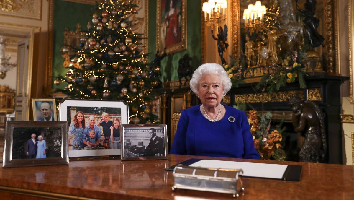 Queen Elizabeth II records her annual Christmas broadcast in Windsor Castle. Picture: Getty Images