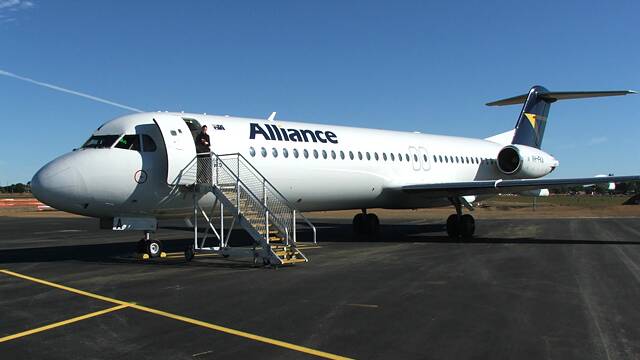 An Alliance Airlines Fokker 100. The company will announce flights between Canberra and two Queensland destinations on Friday. Picture: Supplied