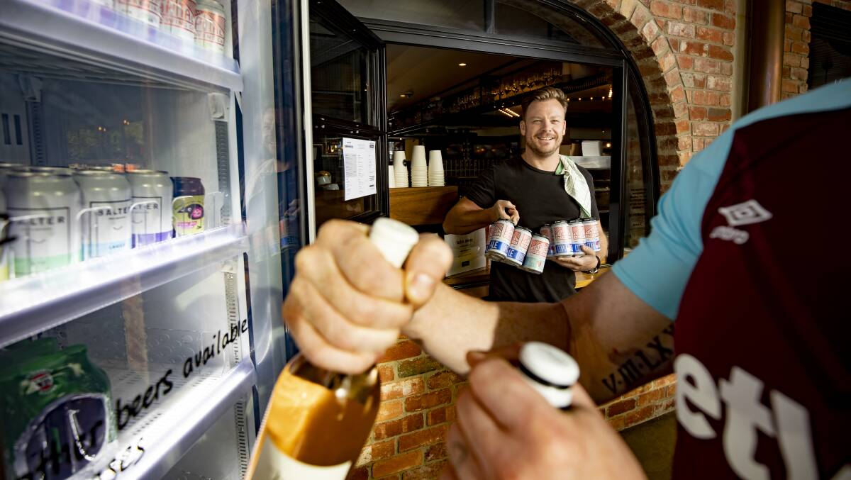 The ACT government is allowing bars and restaurants to sell takeaway alcohol so they can keep trading during the coronavirus shutdown. Pictured is Assembly owner Wes Heinke. Picture: Sitthixay Ditthavong