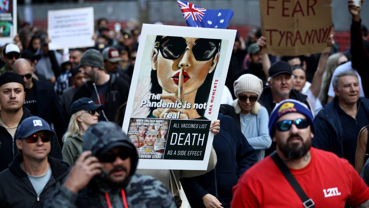 Protesters on George Street in Sydney on July 24. Picture: Getty Images