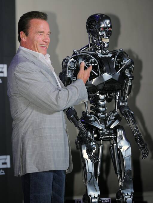 Fact or fiction? Arnold Schwarzenegger with a terminator. Picture Getty Images