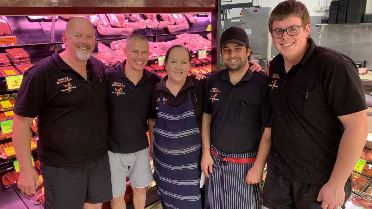 The Hawker Butchery team (from left): Owner James Read, Daniel Hall, Vanessa O'Toole, Simon Price and Michael Read. Picture: Bree Element