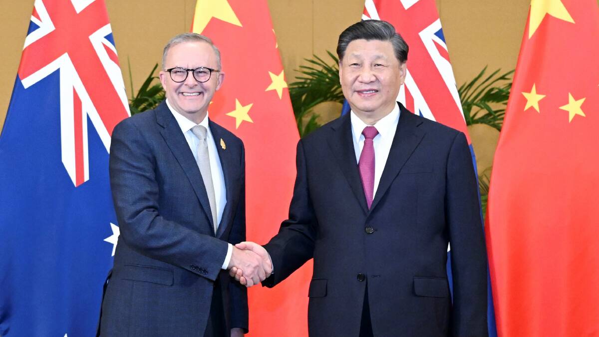 Anthony Albanese and Xi Jinping in November 2022. The Labor government is working to reduce friction between Australia and China. Picture Getty Images