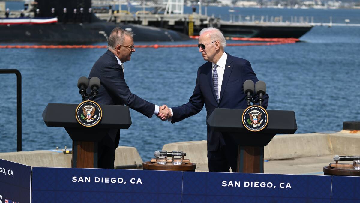 Joe Biden and Anthony Albanese in San Diego. Picture Getty Images