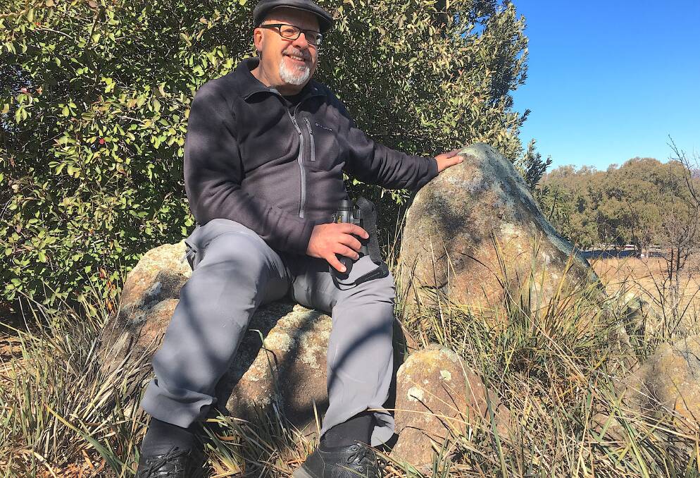 Tony Maple at the dragon-tooth shaped rock at the former CSIRO HQ site in Campbell. Picture: Tim the Yowie Man
