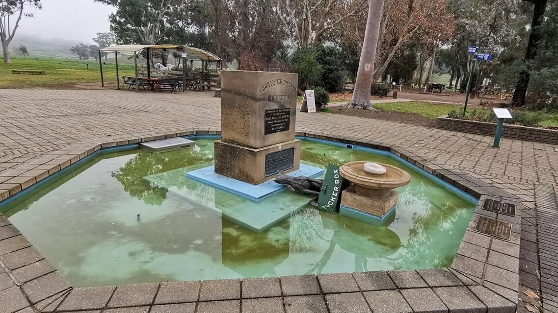 Gundagai's famous Dog on the Tuckerbox has been vandalised. Picture: Supplied