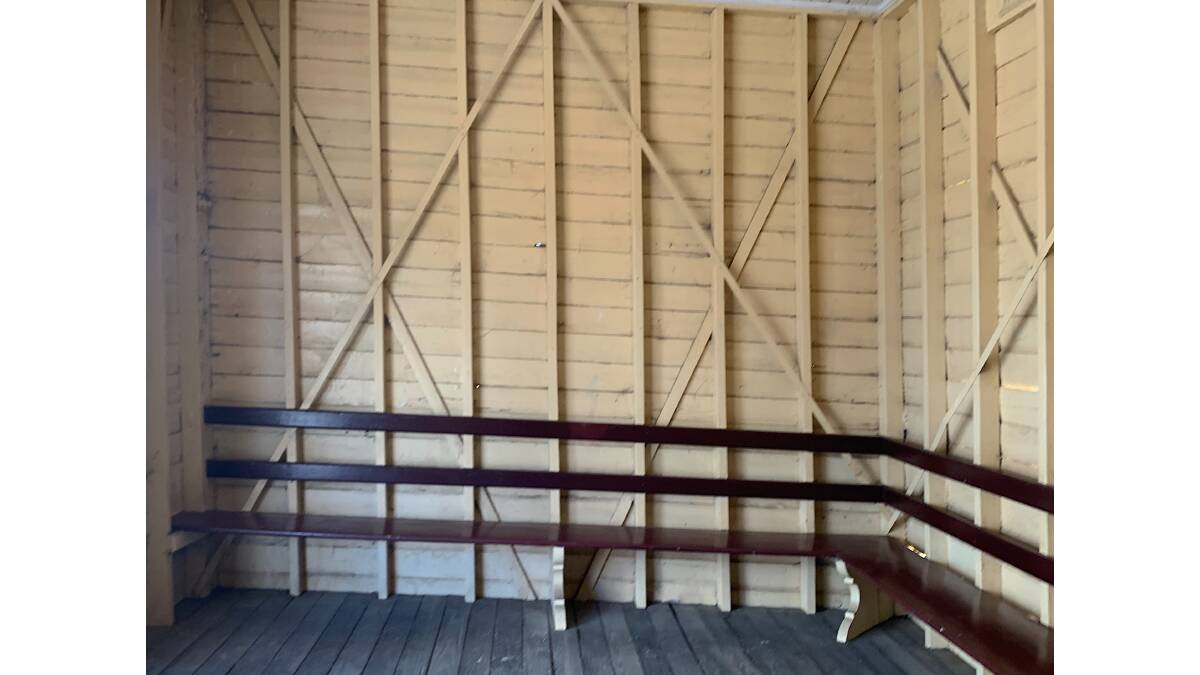 Who forgot the spirit level? Gunning Stations 'leaning' waiting room. Picture: Tim the Yowie Man