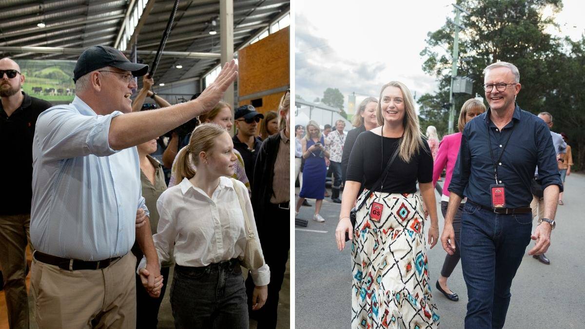 The PM attends the Royal Easter Show in Sydney; and right, Albanese visits Bluesfest at Byron Bay with his partner Jodie Haydon. Pictures: James Croucher, Sitthixay Ditthavong