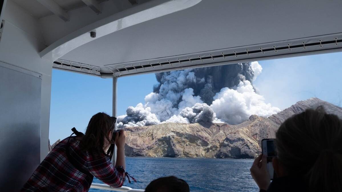 Volcano erupting on New Zealand's White Island. Picture: Michael Schade