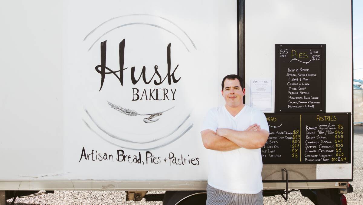 Husk Bakery owner Aaron Clark and his van. Picture: Jamila Toderas