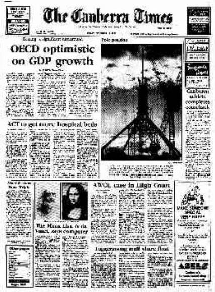 The front page of The Canberra Times on December 19, 1986.