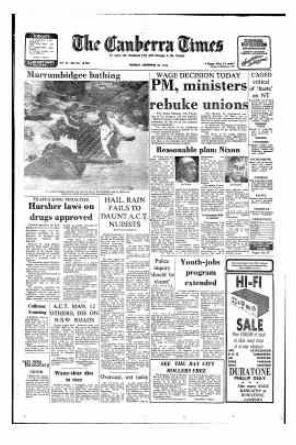 The front page of The Canberra Times on November 22, 1976.