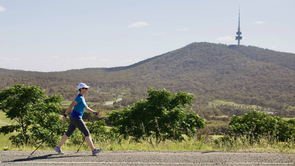 Kirsten Pratt wants Canberrans to embrace Nordic walking. Photo: Capital Nordic Walking