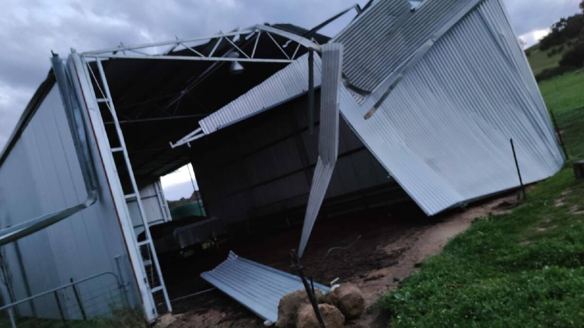 A wrecked shed after Monday's storm hit Tidbinbilla. Picture: Michael Shanahan