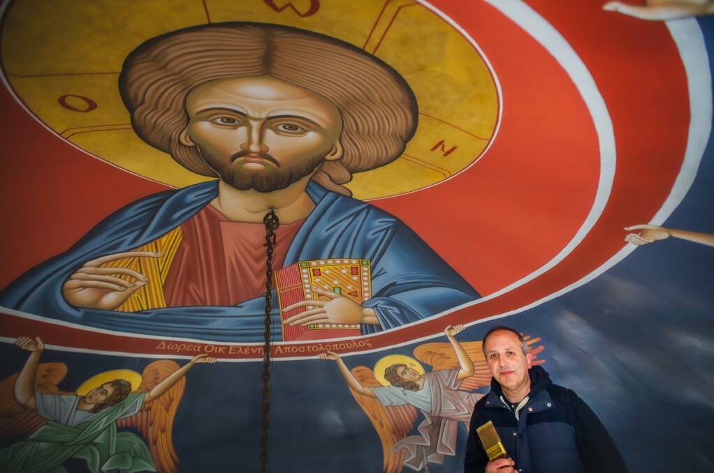 Iconographer Petar Stefanovic has worked on the interior of the dome for months. Picture: Karleen Minney, 