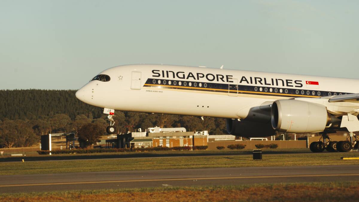 Singapore Airlines unlikely to return commerical operations to Canberra Airport despite proposed Australia-Singapore travel bubble.Picture: Dion Georgopoulos