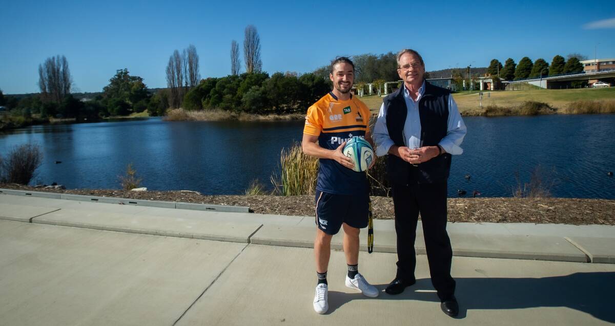 Brumbies Super W coach with Queanbeyan-Palerang Council mayor Tim Overall. Picture: Karleen Minney