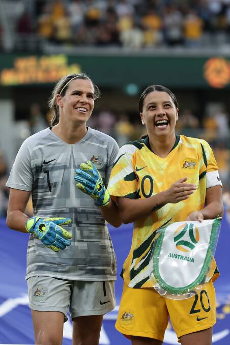 Matildas Lydia Williams (left) and Sam Kerr will represent Australia at their second Olympics. Picture: Getty
