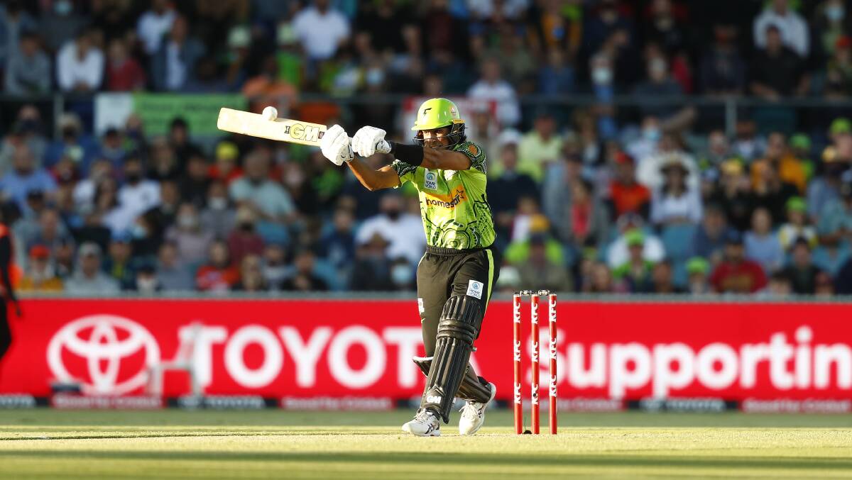 Jason Sangha scored a half century to leave the Sydney Thunder in a strong position against the Perth Scorchers at Manuka Oval. Picture: Keegan Carroll
