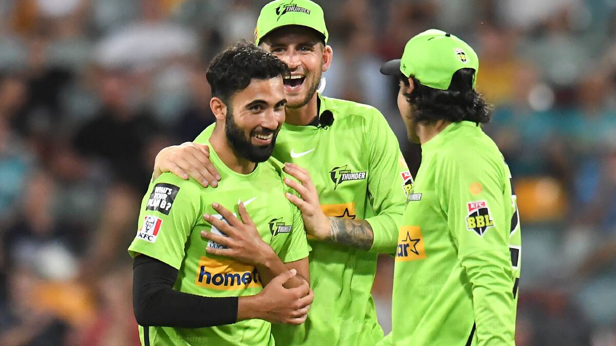 English paceman Saqib Mahmood claimed four wickets in a dream Sydney Thunder debut on Sunday. Picture: Getty