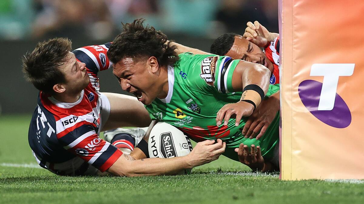 Josh Papalii opened the scoring for Canberra in Friday's win over the Roosters. Picture: Getty Images